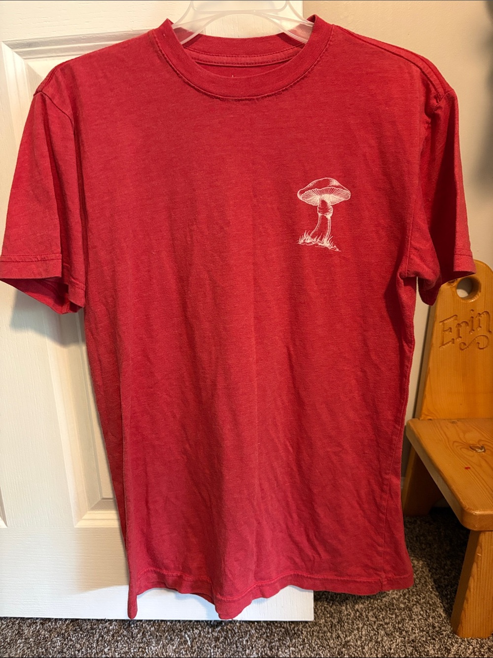Altamont Red Short Sleeve Tee with White Mushroom Chest Logo